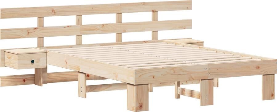 VidaXL Bedframe met hoofdeinde Bruin 120 x 190 cm Massief grenenhout