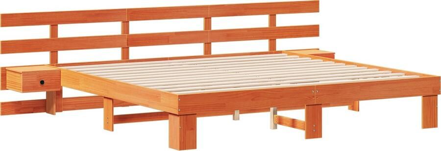 VidaXL Bedframe met lade Bruin 200 x 200 cm Massief grenenhout