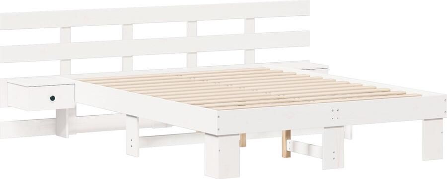 VidaXL Bedframe met lade Wit Massief dennenhout en Massief dennenhout