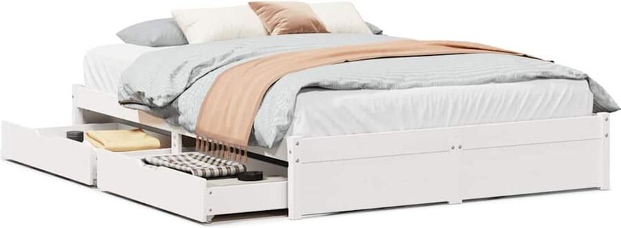 VidaXL Bedframe met Laden Wit 135x190 cm