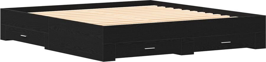 VidaXL Bedframe met Laden Zwart Eiken 180x200 cm Geprefabriceerd Hout