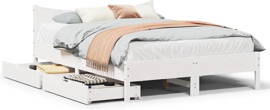 VidaXL Bedframe met lades 120x190 cm Wit