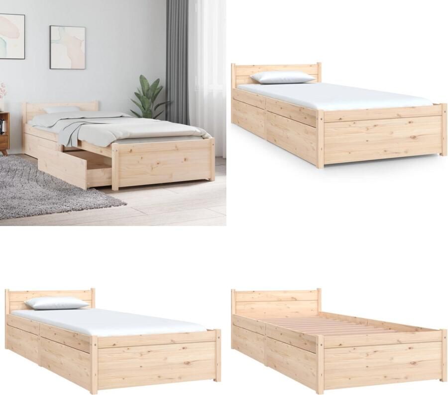 VidaXL Bedframe met lades 75x190 cm Bedframe Bedframes Eenpersoonsbed Bed