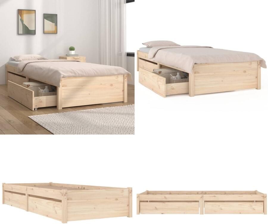 VidaXL Bedframe met lades 75x190 cm Bedframe Bedframes Eenpersoonsbed Bed