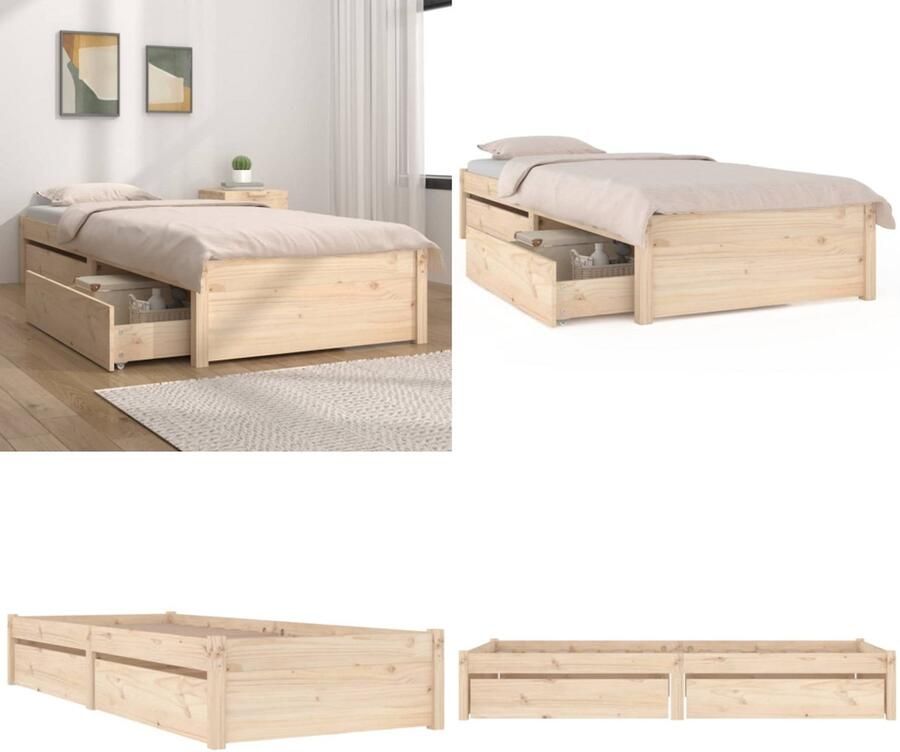 VidaXL Bedframe met lades 90x190 cm Bedframe Bedframes Eenpersoonsbed Bed