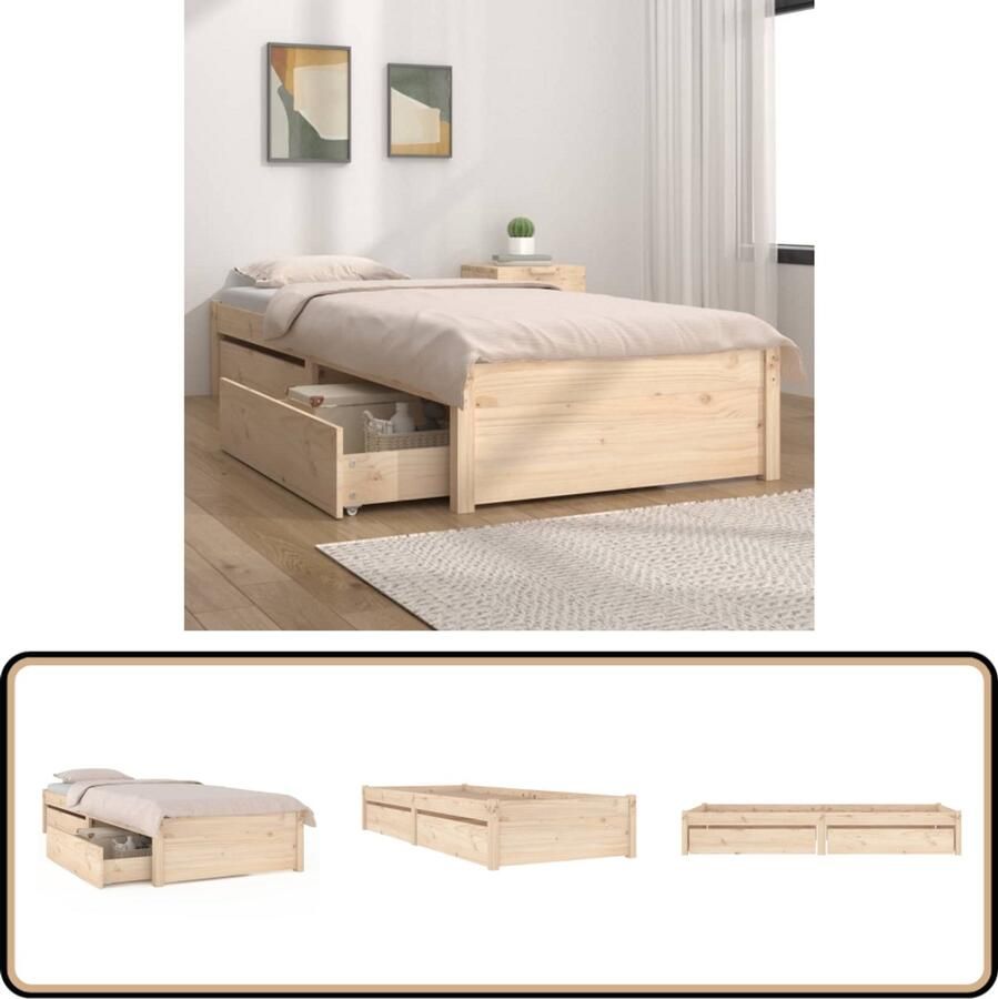 VidaXL Bedframe met Lades 90x200 cm Grenenhout Houten Bed Frame Bed Frame Met Lades Grenenhout Bedframe Tweepersoons Bed Frame Boxspring Bed Frame Stapelbare Bed Frames Bed Frame Met Opbergruimte