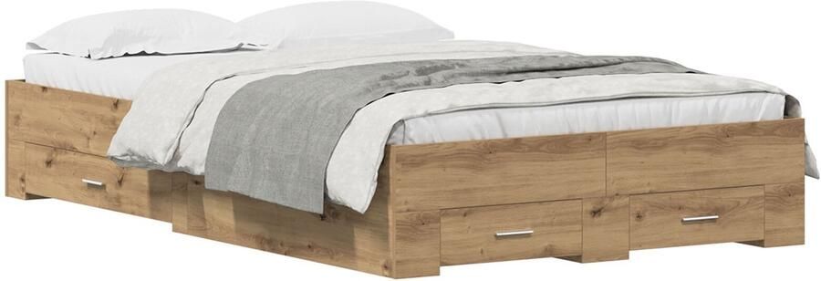 VidaXL Bedombouw met lades artisanaal eikenkleurig 120 x 200 cm - Foto 2