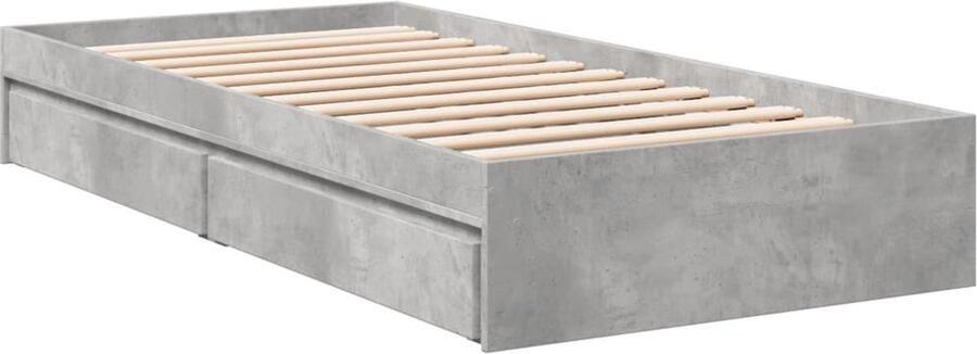 VidaXL -Bedframe-met-lades-bewerkt-hout-betongrijs-100x200-cm - Foto 2