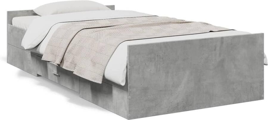 VidaXL -Bedframe-met-lades-bewerkt-hout-betongrijs-100x200-cm