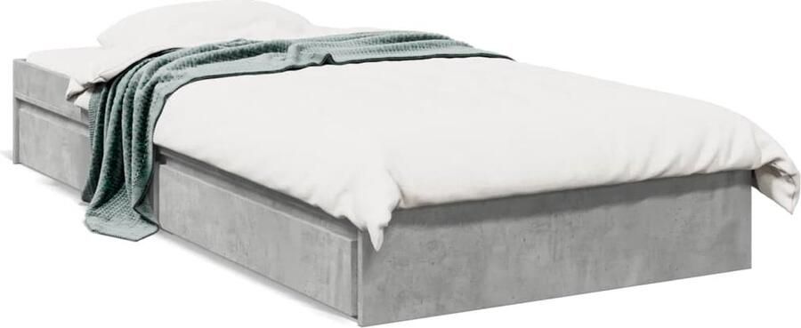VidaXL -Bedframe-met-lades-bewerkt-hout-betongrijs-100x200-cm