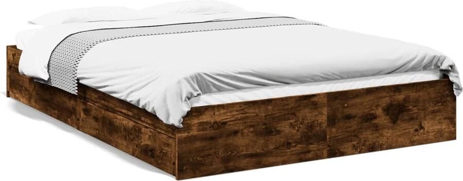 VidaXL Bedframe 160x200 cm met lades Gerookt Eiken Bed Frame Houten Bed Tweepersoonsbed Boxspring Bed Bruine Bed Design Bed Met Lade - Foto 2