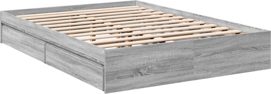 VidaXL -Bedframe-met-lades-bewerkt-hout-grijs-sonoma-eiken-120x190-cm