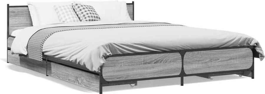 VidaXL Bedframe met lades bewerkt hout grijs sonoma eiken 120x190 cm - Foto 4