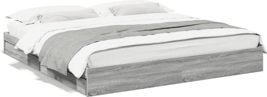 VidaXL -Bedframe-met-lades-bewerkt-hout-grijs-sonoma-eiken-200x200-cm