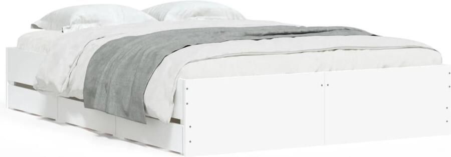 VidaXL -Bedframe-met-lades-bewerkt-hout-wit-135x190-cm - Foto 2