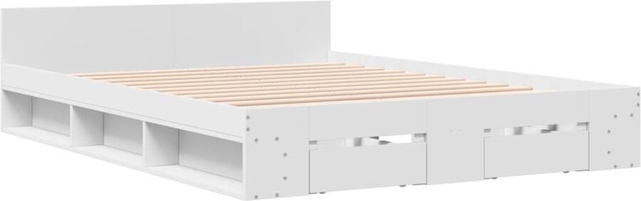 VidaXL -Bedframe-met-lades-bewerkt-hout-wit-140x190-cm - Foto 2