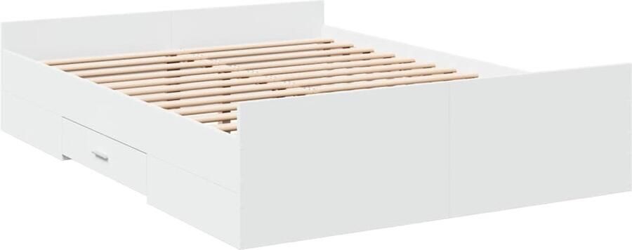 VidaXL -Bedframe-met-lades-bewerkt-hout-wit-140x190-cm - Foto 2