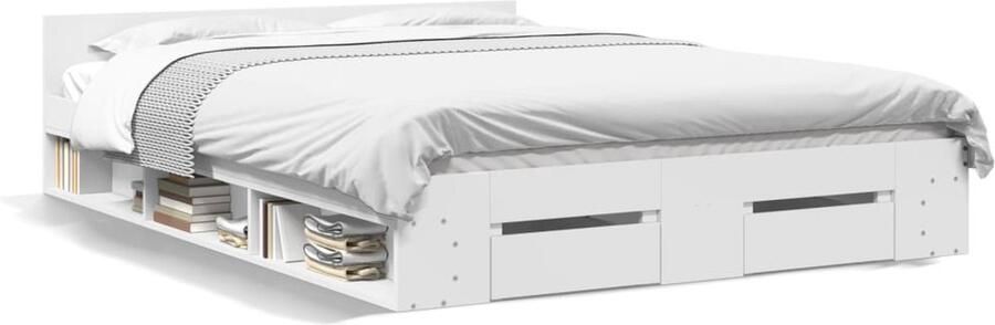VidaXL -Bedframe-met-lades-bewerkt-hout-wit-140x190-cm