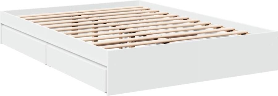 VidaXL -Bedframe-met-lades-bewerkt-hout-wit-140x190-cm