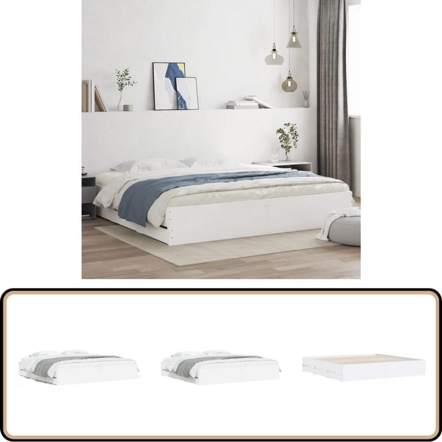 VidaXL Bedframe met lades bewerkt hout wit 200x200 cm