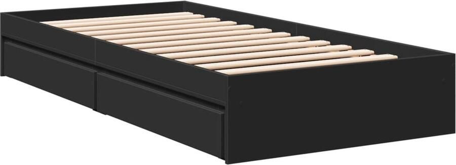 VidaXL -Bedframe-met-lades-bewerkt-hout-zwart-75x190-cm - Foto 2