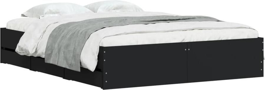 VidaXL -Bedframe-met-lades-bewerkt-hout-zwart-140x200-cm - Foto 3