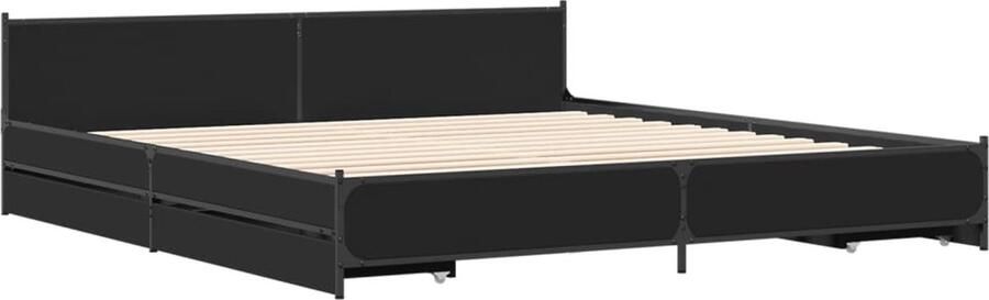 VidaXL -Bedframe-met-lades-bewerkt-hout-zwart-180x200-cm
