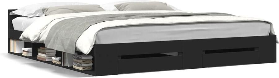 VidaXL -Bedframe-met-lades-bewerkt-hout-zwart-180x200-cm - Foto 2