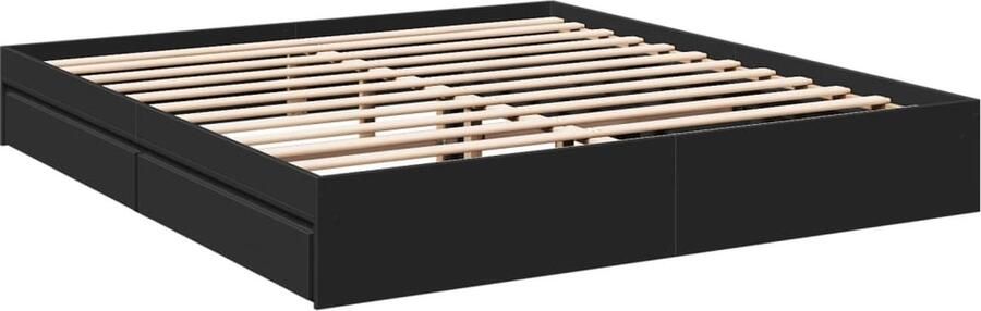 VidaXL -Bedframe-met-lades-bewerkt-hout-zwart-180x200-cm - Foto 2