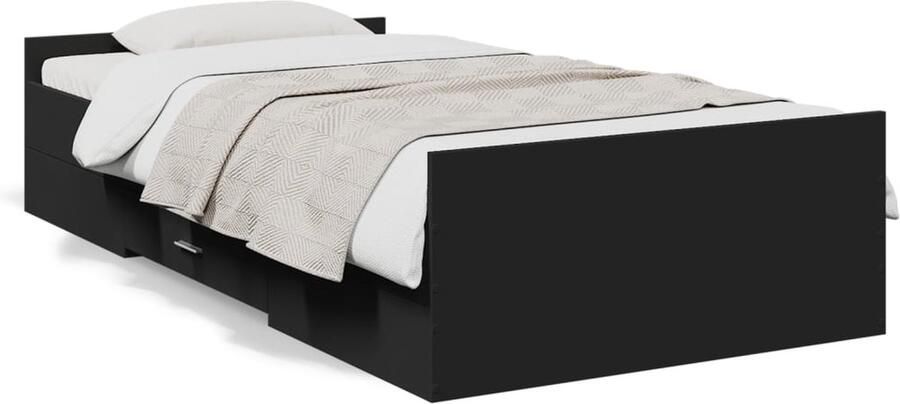 VidaXL -Bedframe-met-lades-bewerkt-hout-zwart-90x190-cm - Foto 3