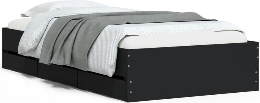 VidaXL -Bedframe-met-lades-bewerkt-hout-zwart-90x190-cm - Foto 3