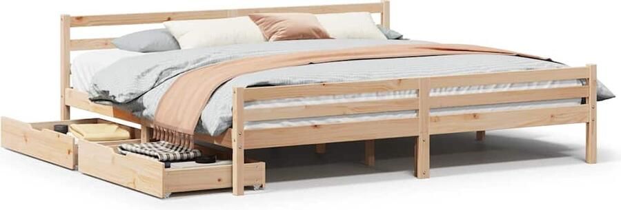 VidaXL Bedframe met Lades Grenenhout 200x200 cm