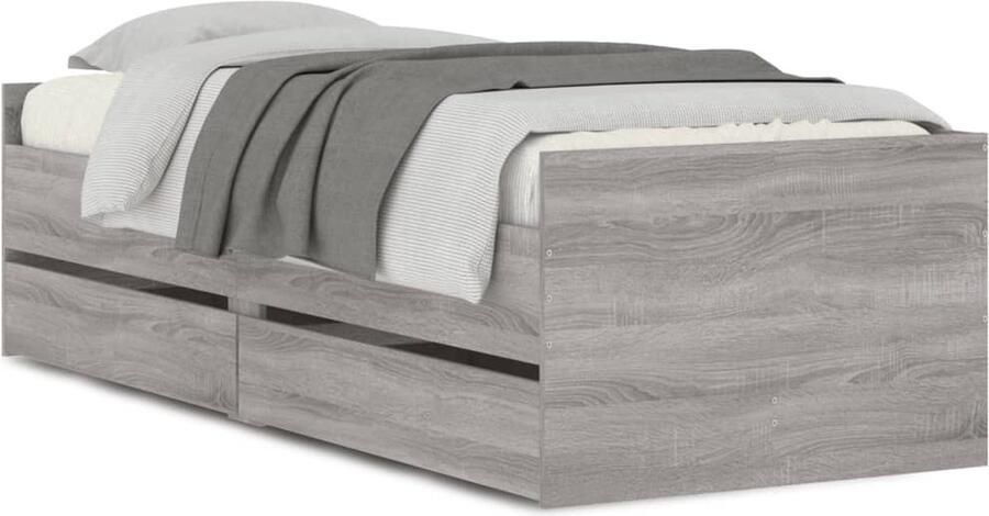 VidaXL -Bedframe-met-lades-grijs-sonoma-eiken-75x190-cm-Small-Single - Foto 3