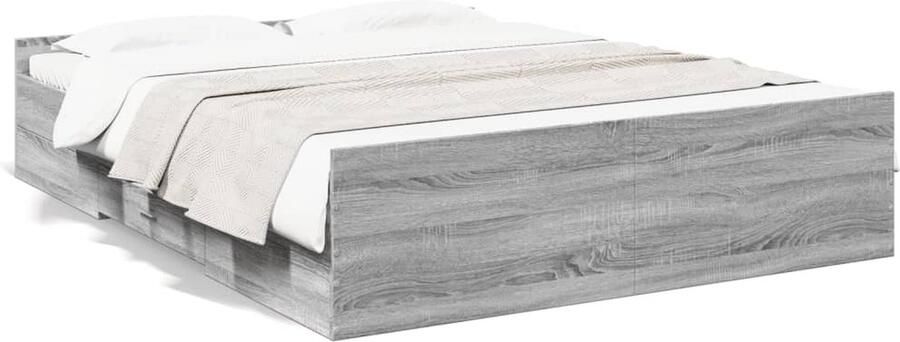 VidaXL Bedframe met lades Grijs Sonoma Eiken Bed Frame Houten Bed Slaapkamers Tweepersoonsbed Boxspring Bed Bedkasten Grijze Meubels - Foto 2