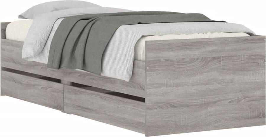 VidaXL -Bedframe-met-lades-grijs-sonoma-eikenkleurig-90x200-cm - Foto 4