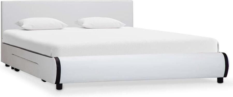 VidaXL -Bedframe-met-lades-kunstleer-wit-140x200-cm