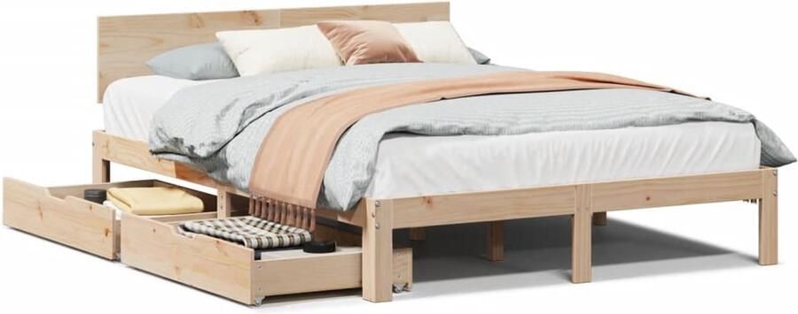 VidaXL Bedframe met lades massief grenenhout 140x200 cm
