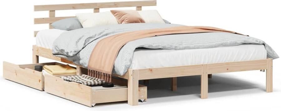 VidaXL Bedframe met lades massief grenenhout 140x190 cm