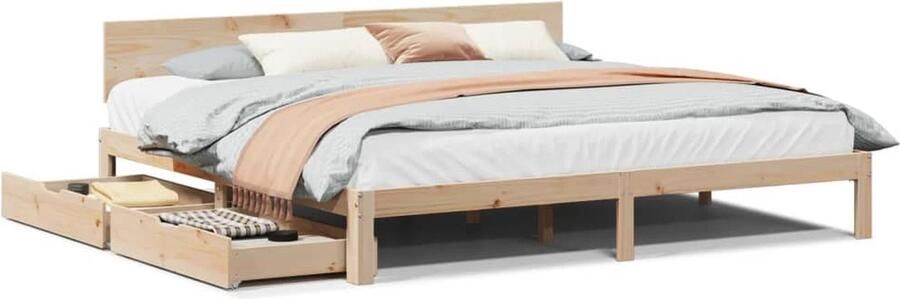 VidaXL Bedframe met lades massief grenenhout 200x200 cm - Foto 3