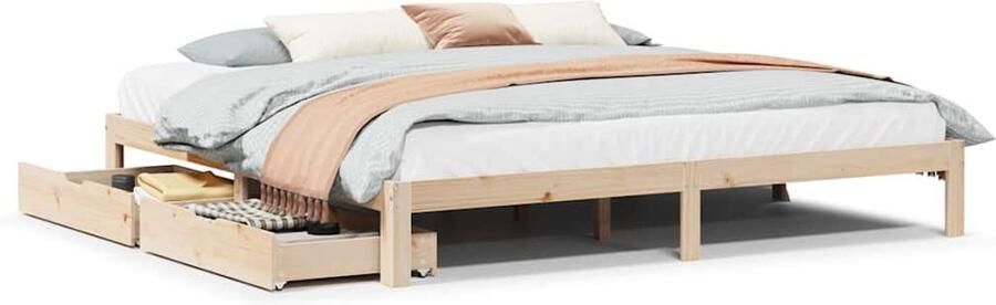 VidaXL Bedframe met lades massief grenenhout 200x200 cm