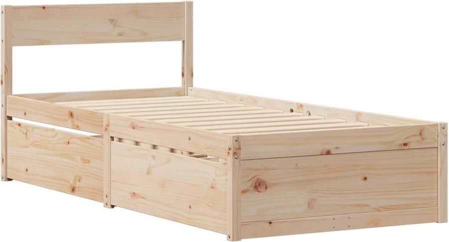 VidaXL Bedframe zonder matras massief grenenhout 75x190 cm - Foto 2