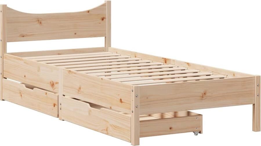 VidaXL Bedframe met lades massief grenenhout 75x190 cm