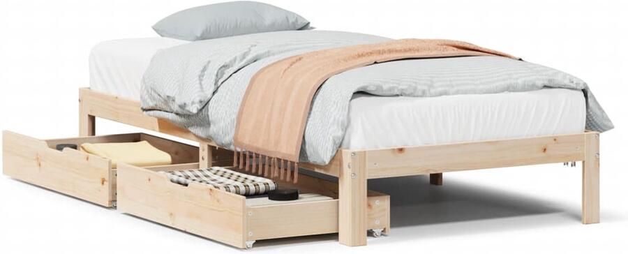 VidaXL Bedframe met lades massief grenenhout 90x190 cm