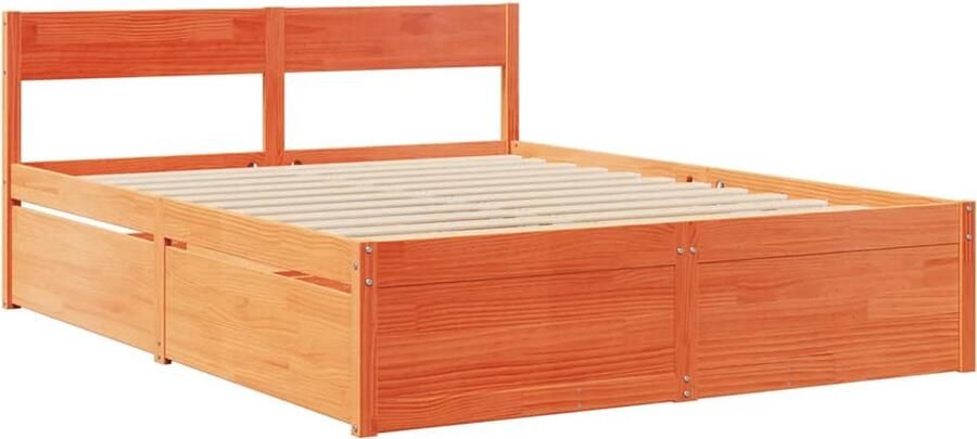 VidaXL Bedframe zonder matras massief grenenhout wasbruin 140x200 cm - Foto 2