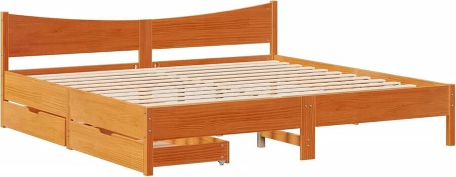 VidaXL Bedframe met lades massief grenenhout wasbruin 200x200 cm