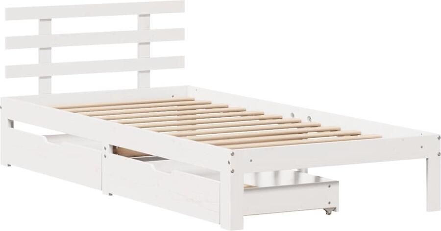 VidaXL Bedframe met lades massief grenenhout wit 100x200 cm - Foto 2