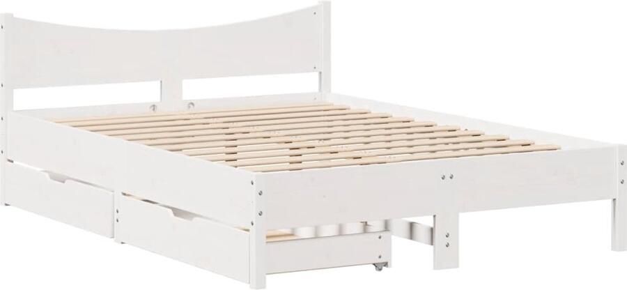 VidaXL Bedframe met lades massief grenenhout wit 140x200 cm