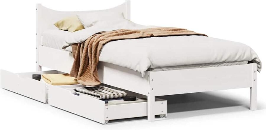 VidaXL Bedframe met lades Massief grenenhout Wit
