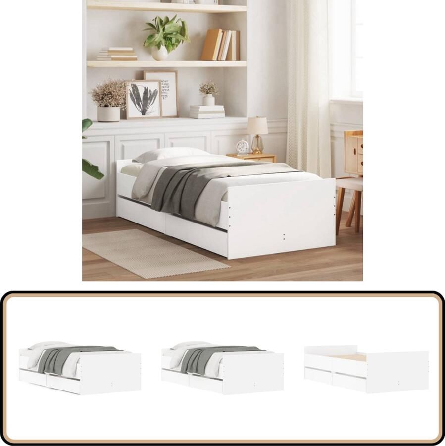 VidaXL Bedframe met lades wit 90x190 cm