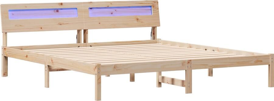 VidaXL Bedframe met LED -striplichten met hoofdeinde Bruin 200 x 200 cm